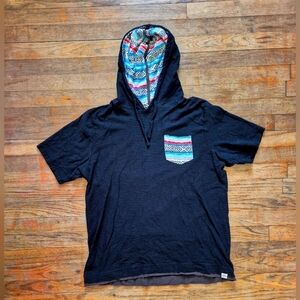 Free Planet Blue and Black Short Sleeve Tee with Hood